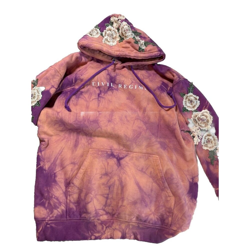 Civil Regime by Darc Sport White Rose Tie Dye Hoodie in Lilac Sand Size M NEW - Picture 3 of 6